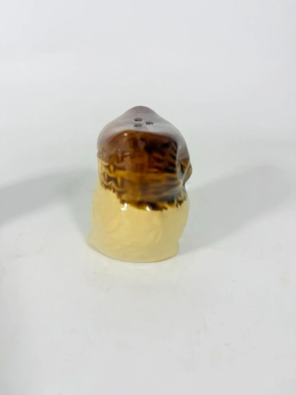 Pottery Owl Salt & Pepper Shakers  Brown Glaze Vintage Kitchenware Retro Collect